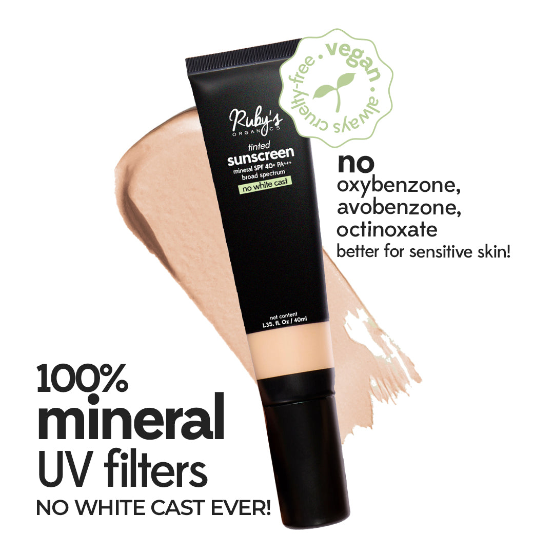 Tinted Mineral Sunscreen SPF 40 | No White Cast, Vegan — Ruby's Organics